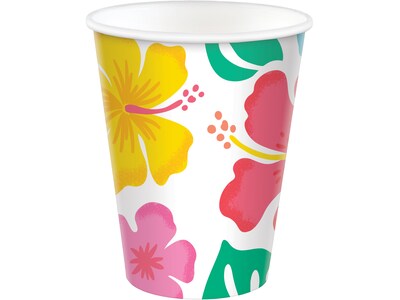 Amscan Summer Hibiscus 9 Oz. Party Cup, Multicolor, 50/Pack, 2 Packs/Carton (682735)