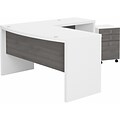 Bush Business Furniture Echo 60W L Shaped Bow Front Desk with Mobile File Cabinet, Pure White/Moder