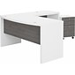 Bush Business Furniture Echo 60"W L Shaped Bow Front Desk with Mobile File Cabinet, Pure White/Modern Gray (ECH007WHMG)