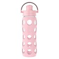 Lifefactory Water Bottle with Active Flip Cap and Protective Silicone Sleeve, Desert Rose, 22 oz. (L