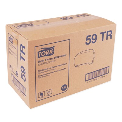 Tork Twin Standard Roll Bath Tissue Dispenser,12.75 x 5.57 x 8.25, Smoke