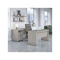 Bush Business Furniture Echo Bow Front Desk and Credenza with Mobile File Cabinet, Gray Sand (ECH010
