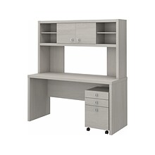 Bush Business Furniture Echo Credenza Desk with Hutch and Mobile File Cabinet, Gray Sand (ECH006GS)