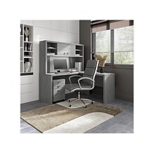 Bush Business Furniture Echo 60W L Shaped Desk with Hutch and Mobile File Cabinet, Modern Gray (ECH