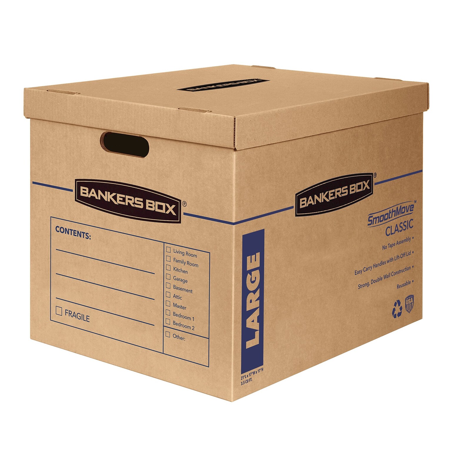 Bankers Box® SmoothMove 22.25 x 17.38 x 17.63 Moving Box, Kraft, 5/Carton (7718201)
