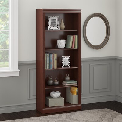 Bush Business Furniture Saratoga 72"H 5-Shelf Bookcase with Adjustable Shelves, Harvest Cherry (W1615C-03)