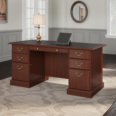 Bush Furniture Saratoga 66W Executive Desk with Drawers, Harvest Cherry/Black (EX45666-03K)