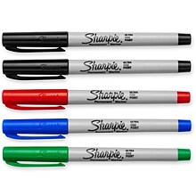 Sharpie Permanent Markers, Ultra Fine Tip, Assorted, 5/Pack (37675)