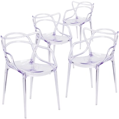 Flash Furniture Nesting Series Plastic Side Chair, Clear, 4 Pack (4FH173APC)
