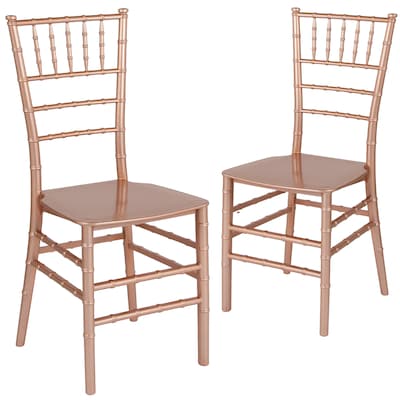 Flash Furniture HERCULES Series Resin Chiavari Chair, Rose Gold, 2 Pack (2LEROSEM)