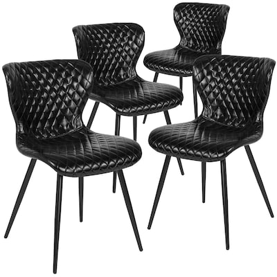 Flash Furniture Bristol Metal Accent Chair, Black, 4 Pack (4LF907ABLK)