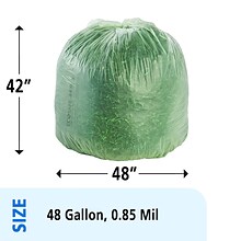 Stout EcoSafe-6400 -48 Gallon Industrial Trash Bag, 42 x 48, Low Density, .85 mil, Green, 40 Bags/