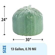 Stout Controlled Life Cycle 13 Gallon Compostable Industrial Trash Bag, 24 x 30, Low Density, Whit