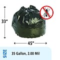 Stout Insect Repellent 35 Gallon Industrial Trash Bag, 33 x 35, Low Density, 2 mil, Black, 80 Bags