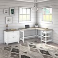 Bush Furniture Mayfield 60W L Shaped Computer Desk with 2 Drawer Lateral File Cabinet, Shiplap Gray