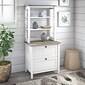 Bush Mayfield 66" 2-Shelf Standard Bookcase with Drawers and Adjustable Shelf, Pure White/Shiplap Gray (MAY018GW2)