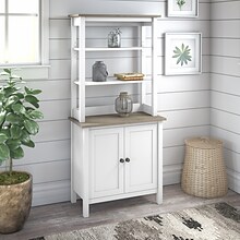 Bush Furniture Mayfield 5-Shelf 66H Standard Bookcase with Doors, Pure White/Shiplap Gray (MAY019GW