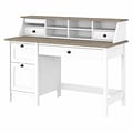 Bush Furniture Mayfield 54W Computer Desk with Drawers and Desktop Organizer, Shiplap Gray/Pure Whi