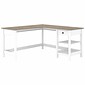 Bush Furniture Mayfield 60"W L Shaped Computer Desk with Storage, Shiplap Gray/Pure White (MAD260GW2-03)
