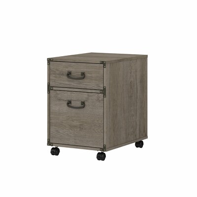 Bush Furniture Ironworks 2-Drawer Mobile Lateral File Cabinet, Letter/Legal Size, Restored Gray (KI5
