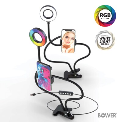 Bower 24" Flexible White and RGB Ring Light with Smartphone Holder (WA-RGBDSKRL)