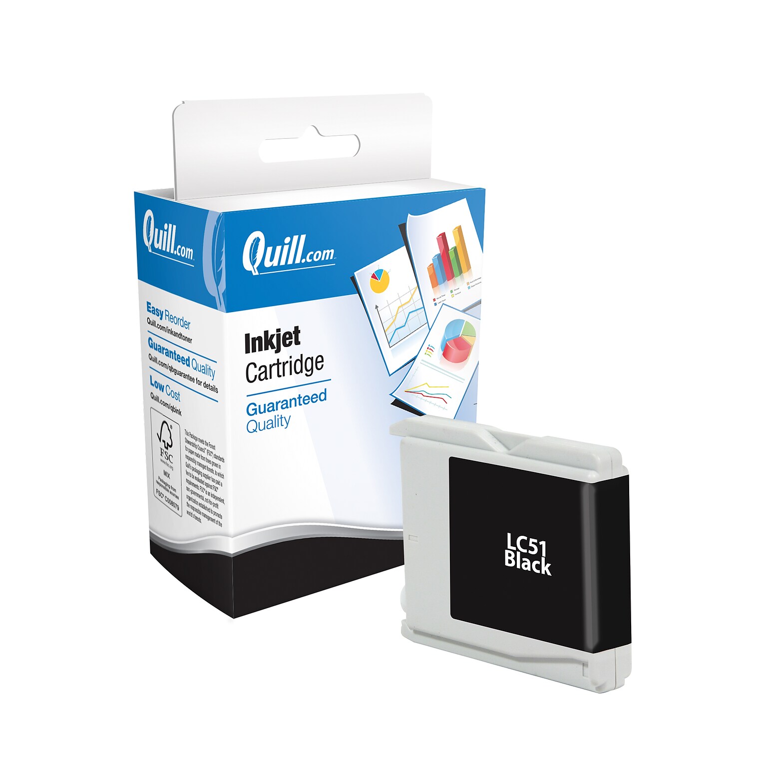 Quill Brand® Remanufactured Black Standard Yield Ink Cartridge Replacement for Brother LC51 (LC51BK) (Lifetime Warranty)