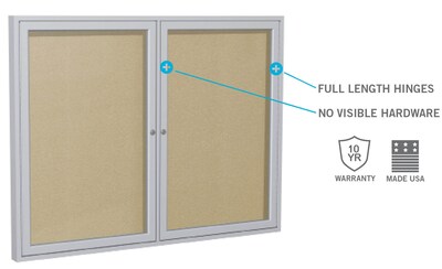 Ghent 24" H x 18" W Enclosed Vinyl Bulletin Board with Satin Frame, 1 Door (PA12418VX-193)