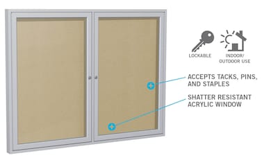 Ghent 3' H x 2' W Enclosed Vinyl Bulletin Board with Satin Frame, 1 Door, Silver (PA13624VX-193)