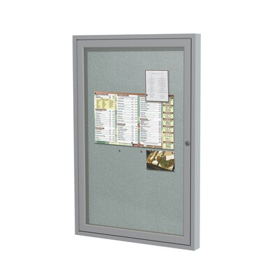 Ghent 3' H x 2' W Enclosed Vinyl Bulletin Board with Satin Frame, 1 Door, Silver (PA13624VX-193)