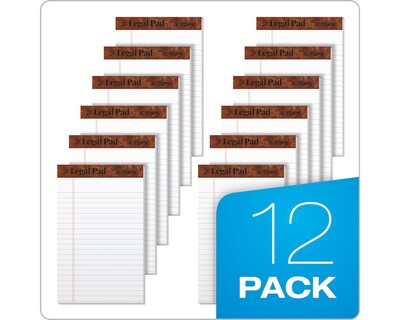 TOPS Legal Junior Notepads, 5" x 8", Narrow Ruled, White, 50 Sheets/Pad, 12 Pads/Pack (TOP 7500)
