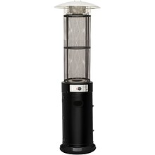 Hanover 6 Ft. 34,000 BTU Cylinder Patio Heater with Glass Flame Display, Black (HAN032BLKCL)