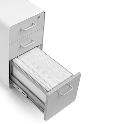 Poppin White + Light Gray Slim Stow 3-Drawer vertical File Cabinet, Light Gray (104668)