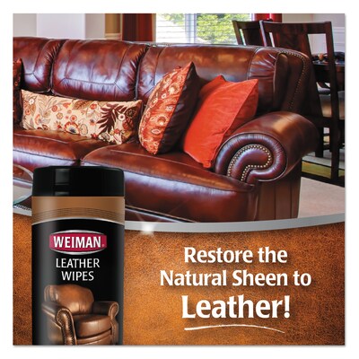 WEIMAN Leather Wipes, 7 x 8, 30/canister, 4 Canister/carton