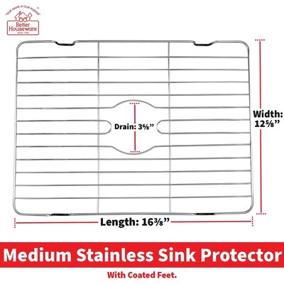 Better Houseware Stainless Medium Steel Sink Protector, Silver (BTH14868)