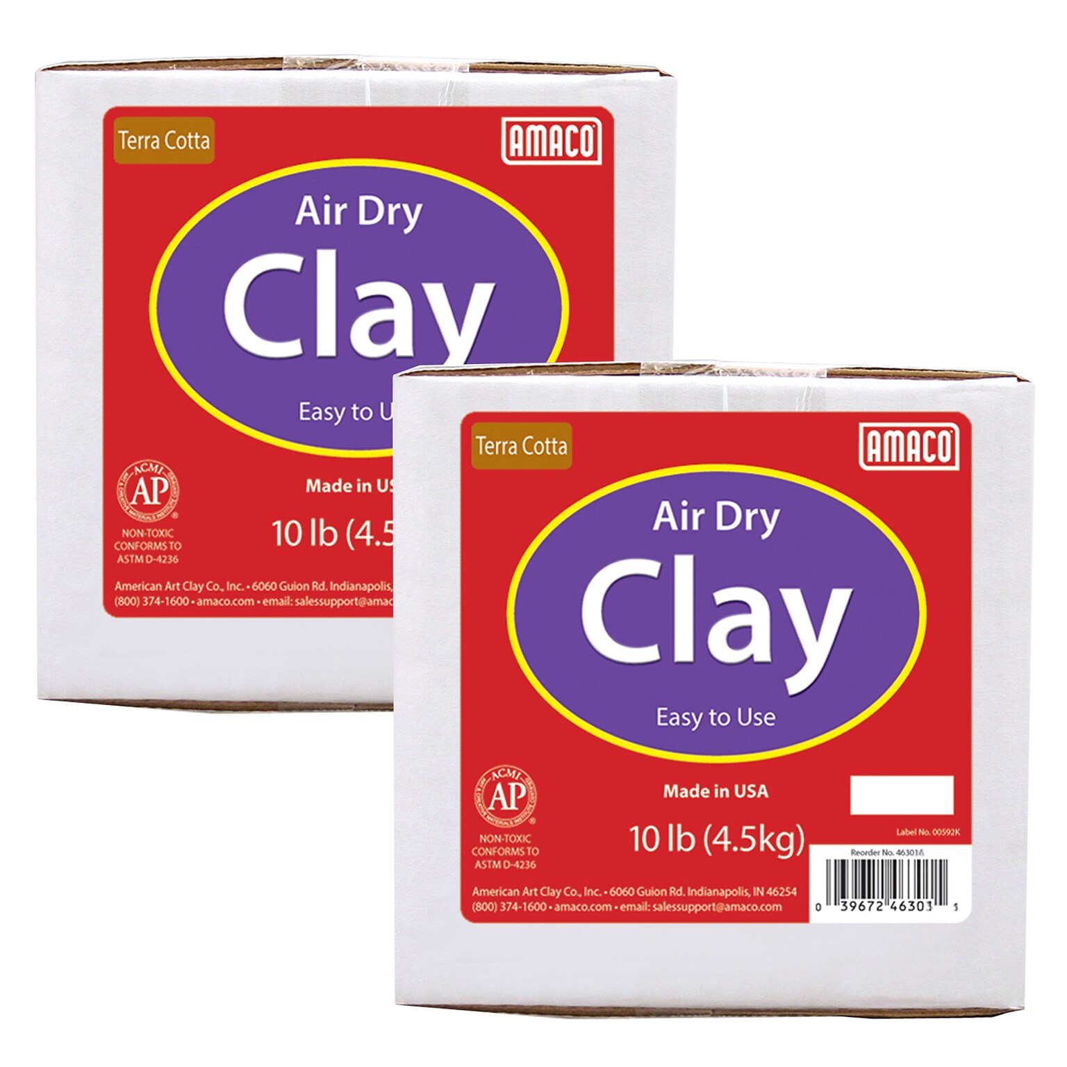 AMACO Air Dry Clay, Terra Cotta, 10 lbs. Per Box, 2 Boxes (AMA46301A-2)