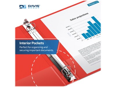 Davis Group Easyview Premium 2" 3-Ring View Binders, Red, 6/Pack (8413-03-06)