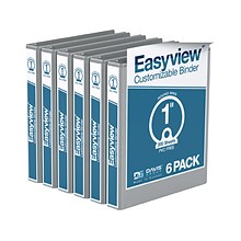 Davis Group Easyview Premium 1 3-Ring View Binders, Gray, 6/Pack (8411-07-06)