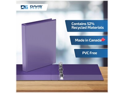 Davis Group Easyview Premium 1" 3-Ring View Binders, Purple, 6/Pack (8411-69-06)