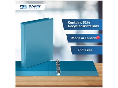 Davis Group Easyview Premium 1" 3-Ring View Binders, Turquoise Blue, 6/Pack (8411-52-06)