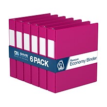 Davis Group Premium Economy 1 1/2 3-Ring Non-View Binders, D-Ring, Pink, 6/Pack (2302-43-06)