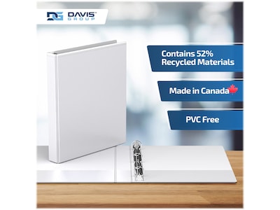 Davis Group Easyview Premium 1" 3-Ring View Binders, White, 6/Pack (8411-00-06)
