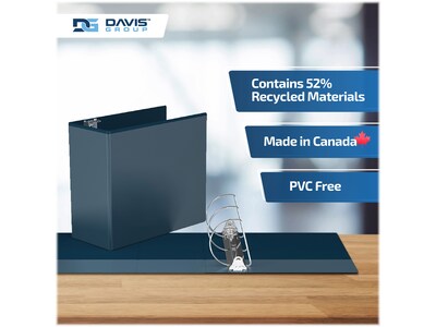 Davis Group Easyview Premium 5" 3-Ring View Binders, D-Ring, Navy Blue, 4/Pack (8407-72-04)