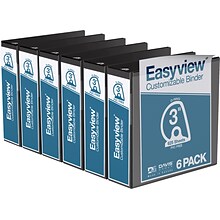 Davis Group Easyview Premium 3 3-Ring View Binders, D-Ring, Black, 6/Pack (8405-01-06)