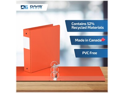 Davis Group Easyview Premium 2" 3-Ring View Binders, Orange, 6/Pack (8413-19-06)