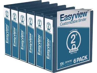 Davis Group Easyview Premium 2 3-Ring View Binders, Navy, 6/Pack (8413-72-06)