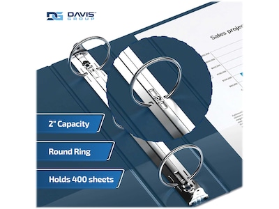Davis Group Easyview Premium 2" 3-Ring View Binders, Navy, 6/Pack (8413-72-06)