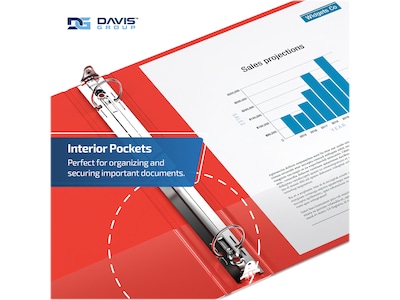 Davis Group Easyview Premium 1" 3-Ring View Binders, Red, 6/Pack (8411-03-06)