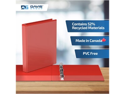 Davis Group Easyview Premium 1" 3-Ring View Binders, Red, 6/Pack (8411-03-06)