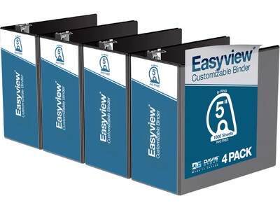 Davis Group Easyview Premium 5 3-Ring View Binders, D-Ring, Black, 4/Pack (8407-01-04)