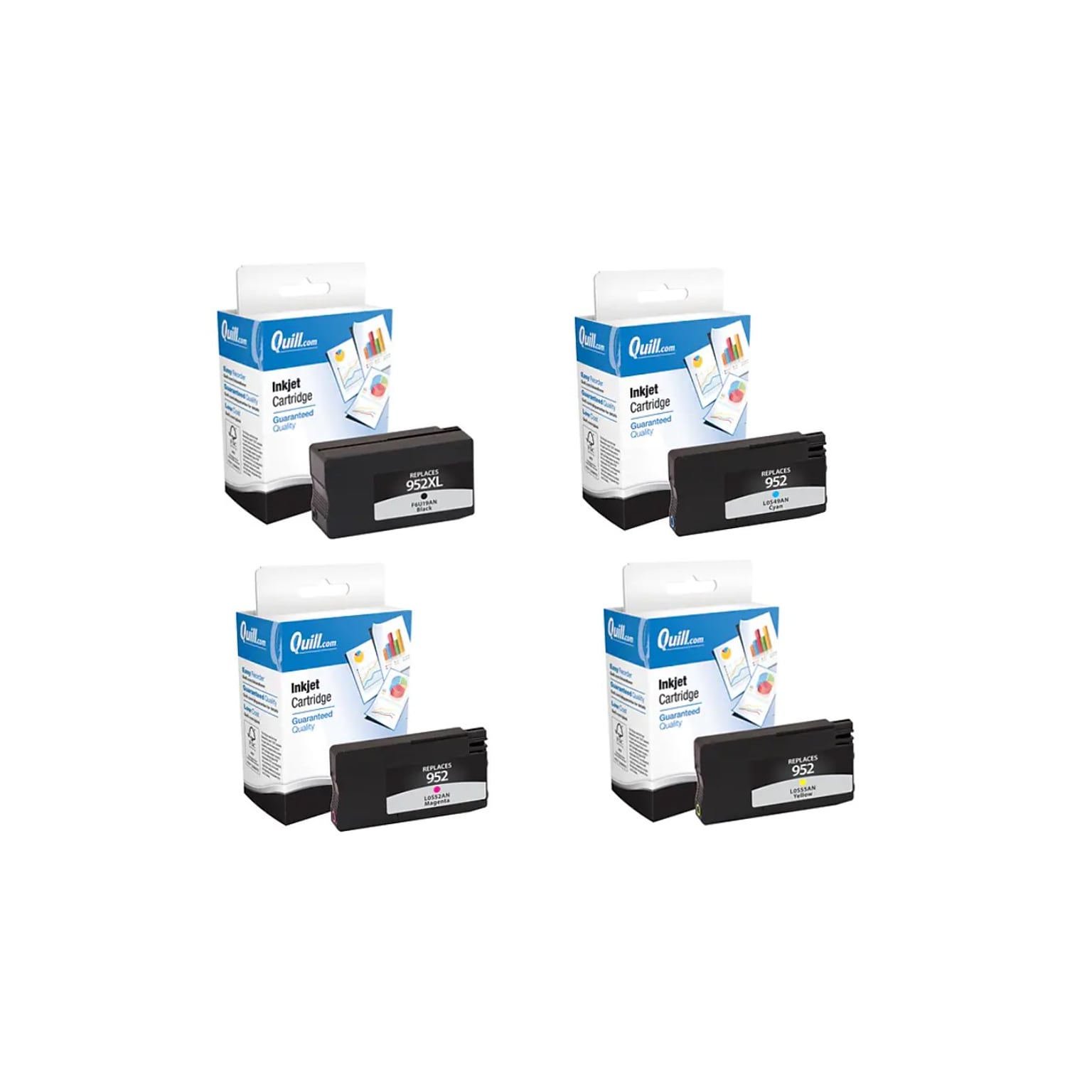 Quill Brand® Remanufactured Black HY and C/M/Y Standard Yield Ink Cartridge Replacement for HP 952XL/952, 4/PK (N9K28AN)